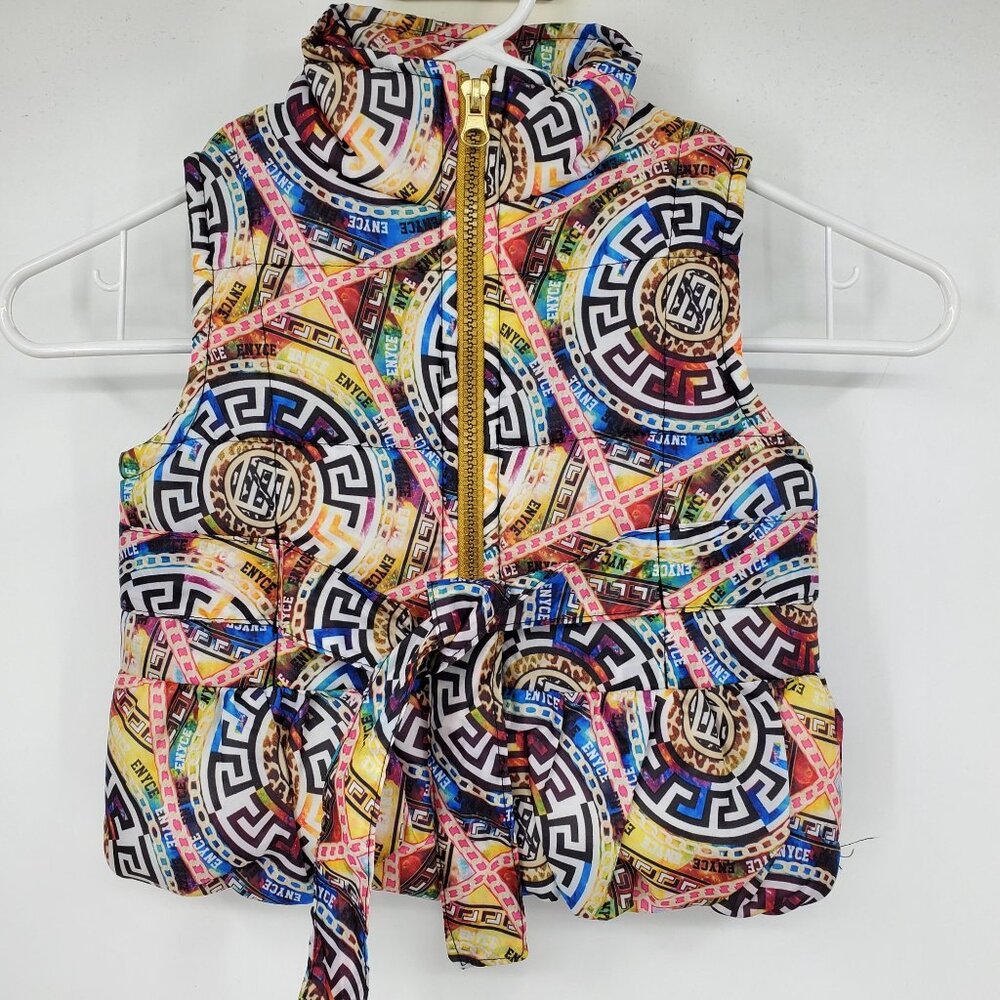 Enyce New York Kid's Printed Tie‎ Front Zip Up Puffer Vest Size 2T